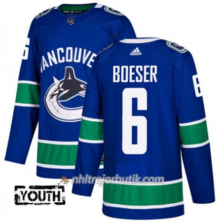 Barn Ishockey Vancouver Canucks Tröja Brock Boeser 6 Adidas 2017-2018 Blå Authentic